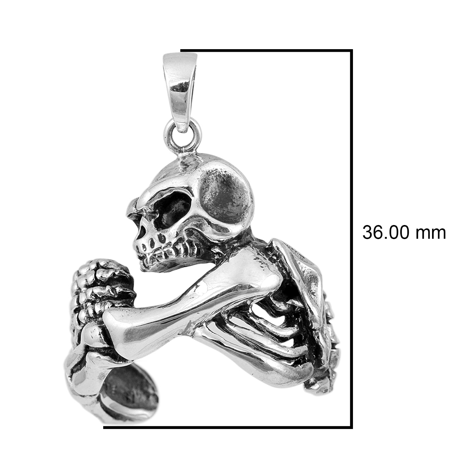 Skeleton Warrior Edgy 3D Skull Pendant - Sterling Silver
