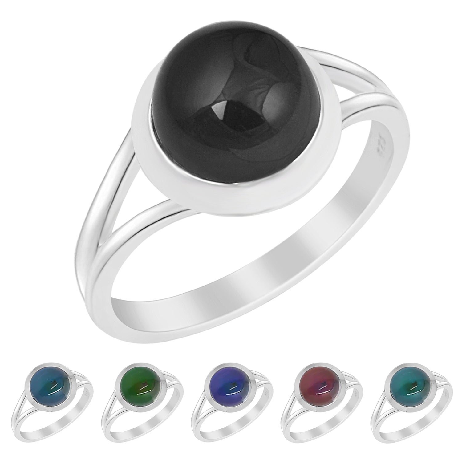 Mood Stone Split Shank Color Change Ring – Sterling Silver