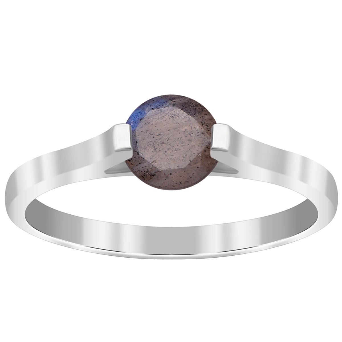 Labradorite Round Solitaire Ring – Sterling Silver