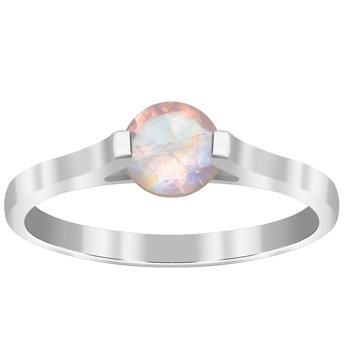 Moonstone Solitaire Ring – Sterling Silver