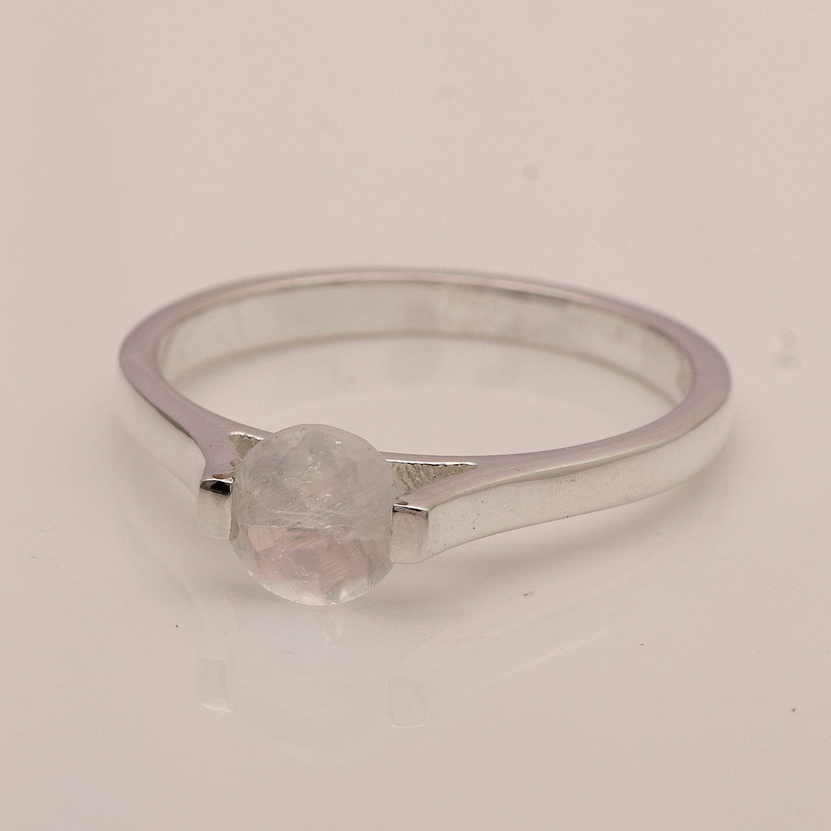 Moonstone Solitaire Ring – Sterling Silver