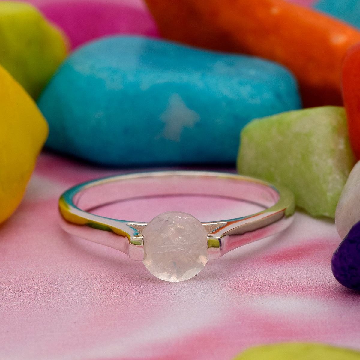 Moonstone Solitaire Ring – Sterling Silver
