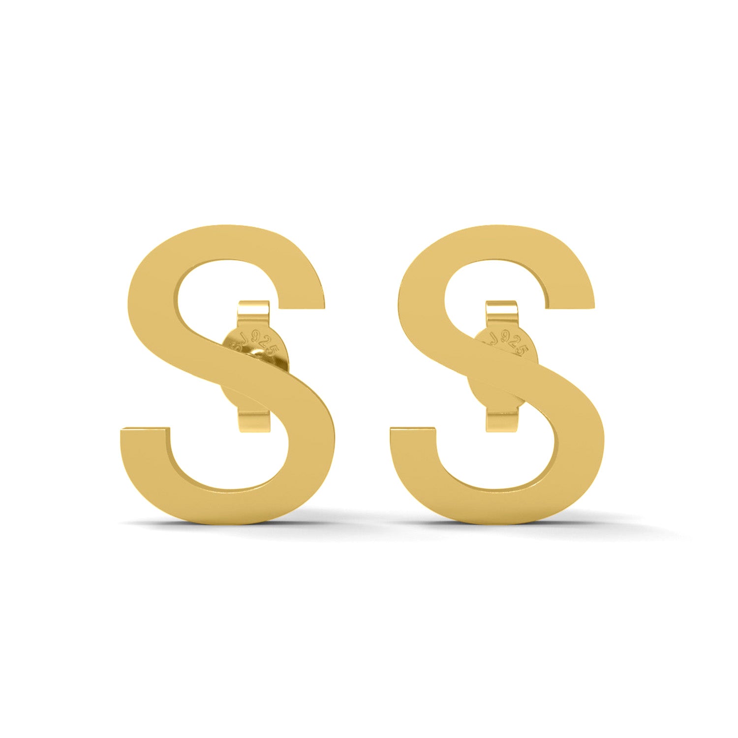 Orecchini a bottone con monogramma iniziale "S" – Argento Sterling