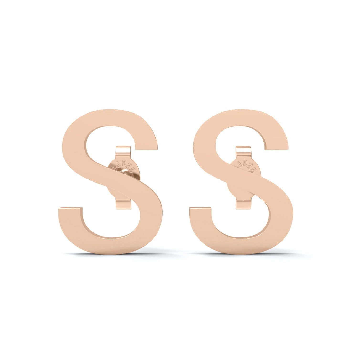 Orecchini a bottone con monogramma iniziale "S" – Argento Sterling