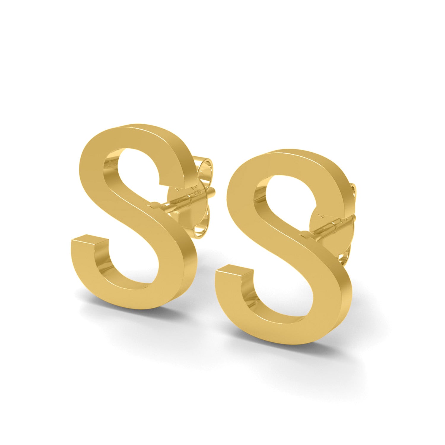 Orecchini a bottone con monogramma iniziale "S" – Argento Sterling