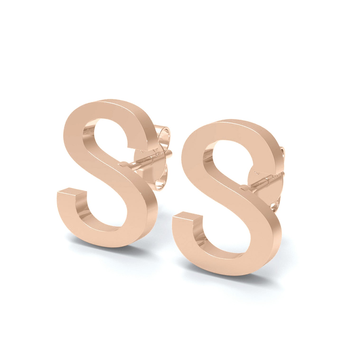 Orecchini a bottone con monogramma iniziale "S" – Argento Sterling