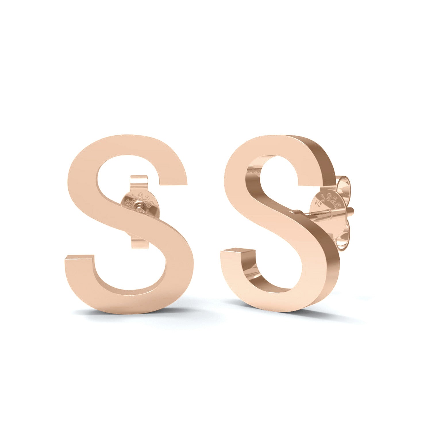 Orecchini a bottone con monogramma iniziale "S" – Argento Sterling