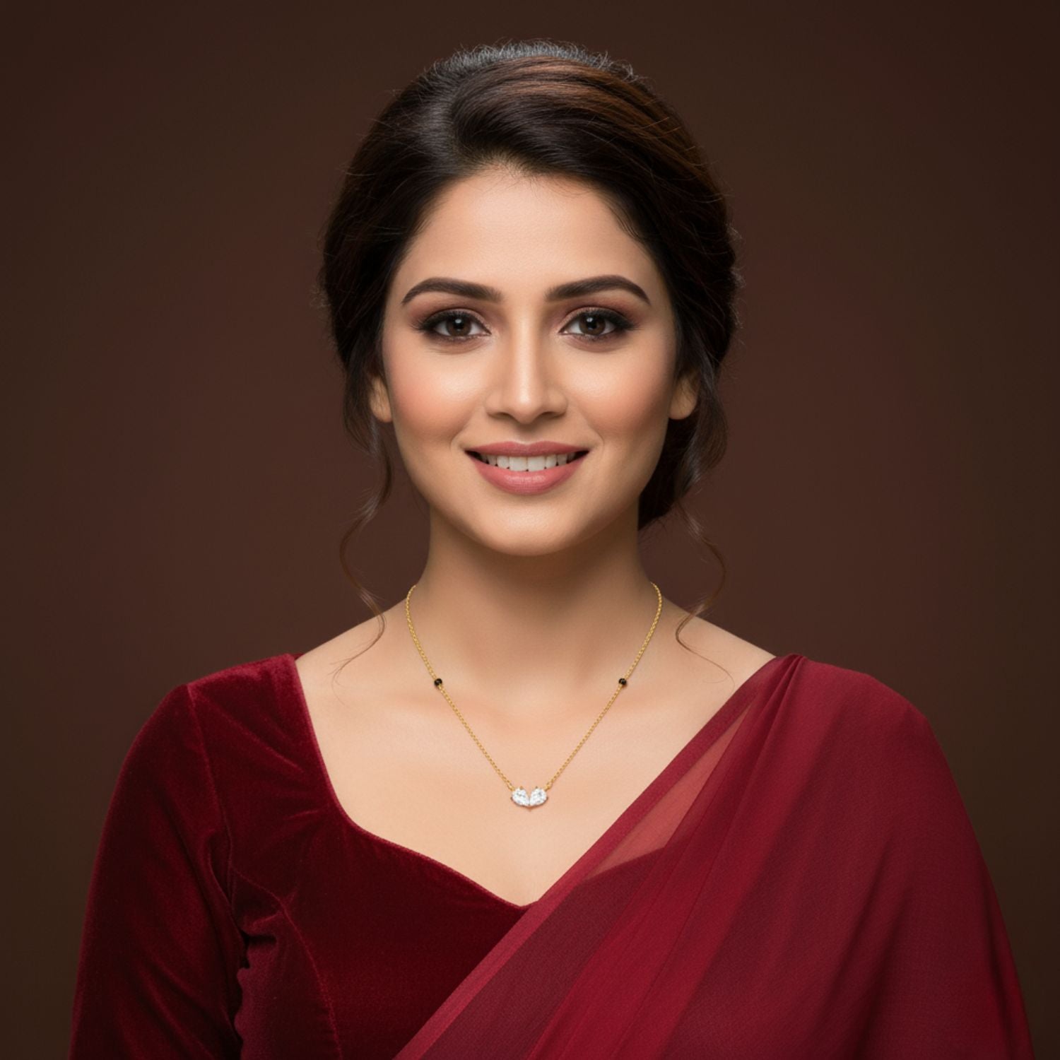 Twin Pear Butterfly Pendant Mangalsutra – Sterling Silver Gold Plated