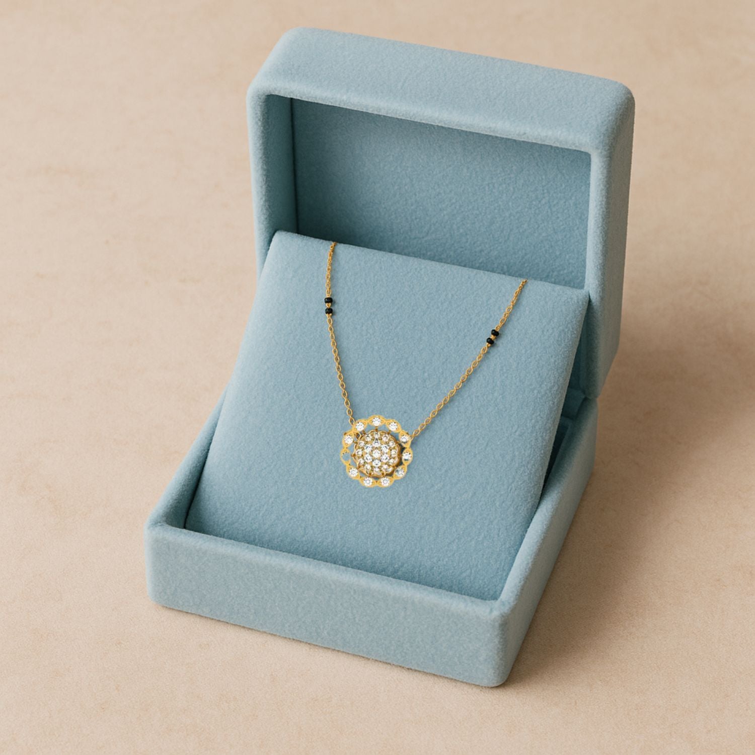 Floral Cluster Mangalsutra – Sterling Silver Gold Plated