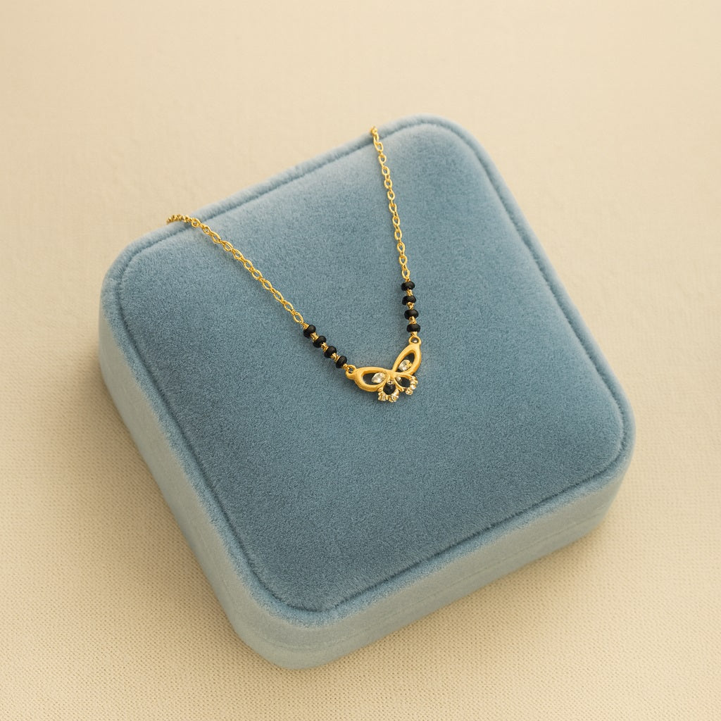 Butterfly Motif Mangalsutra – Sterling Silver Gold Plated