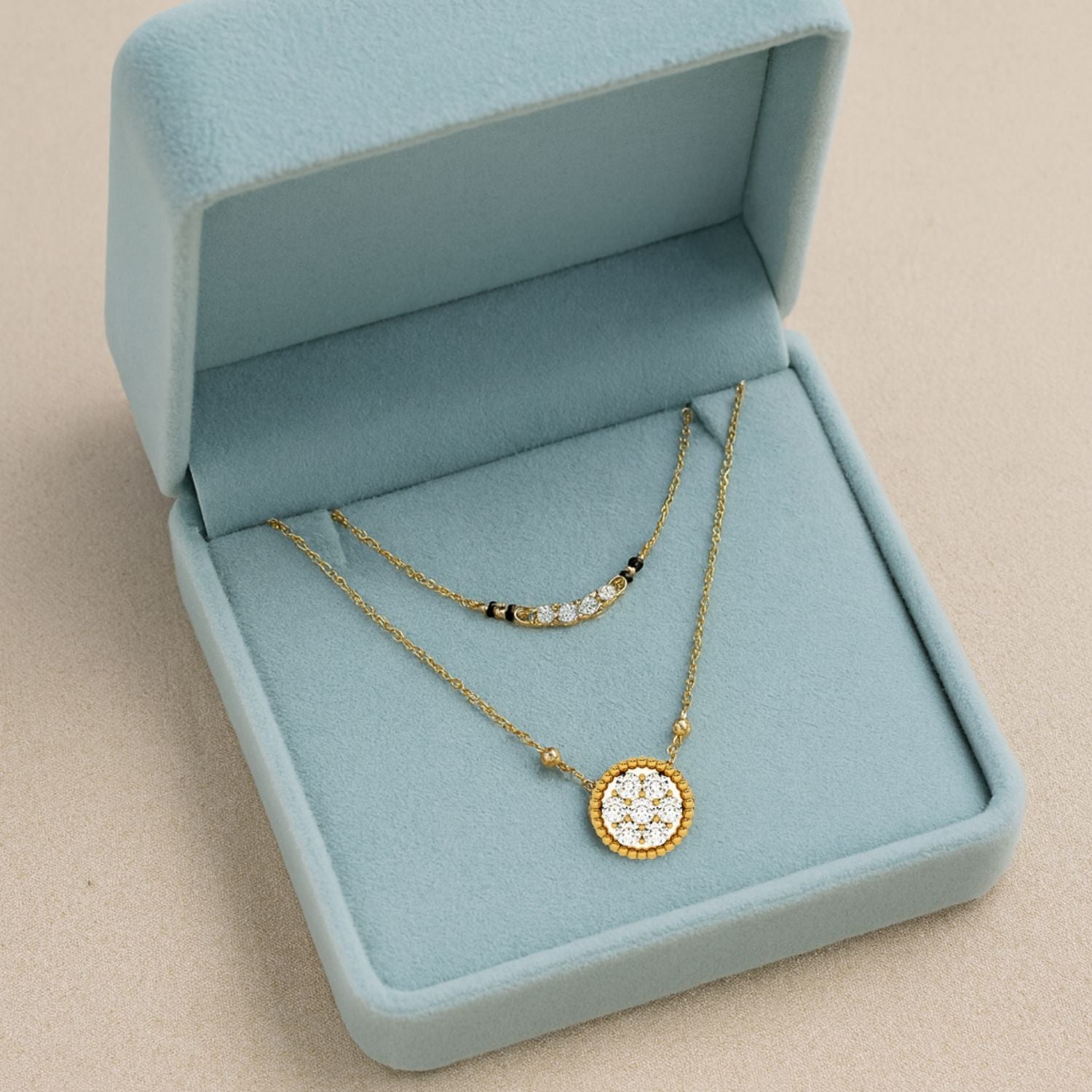 Dual-Layer Mangalsutra – Sterling Silver Gold Plated