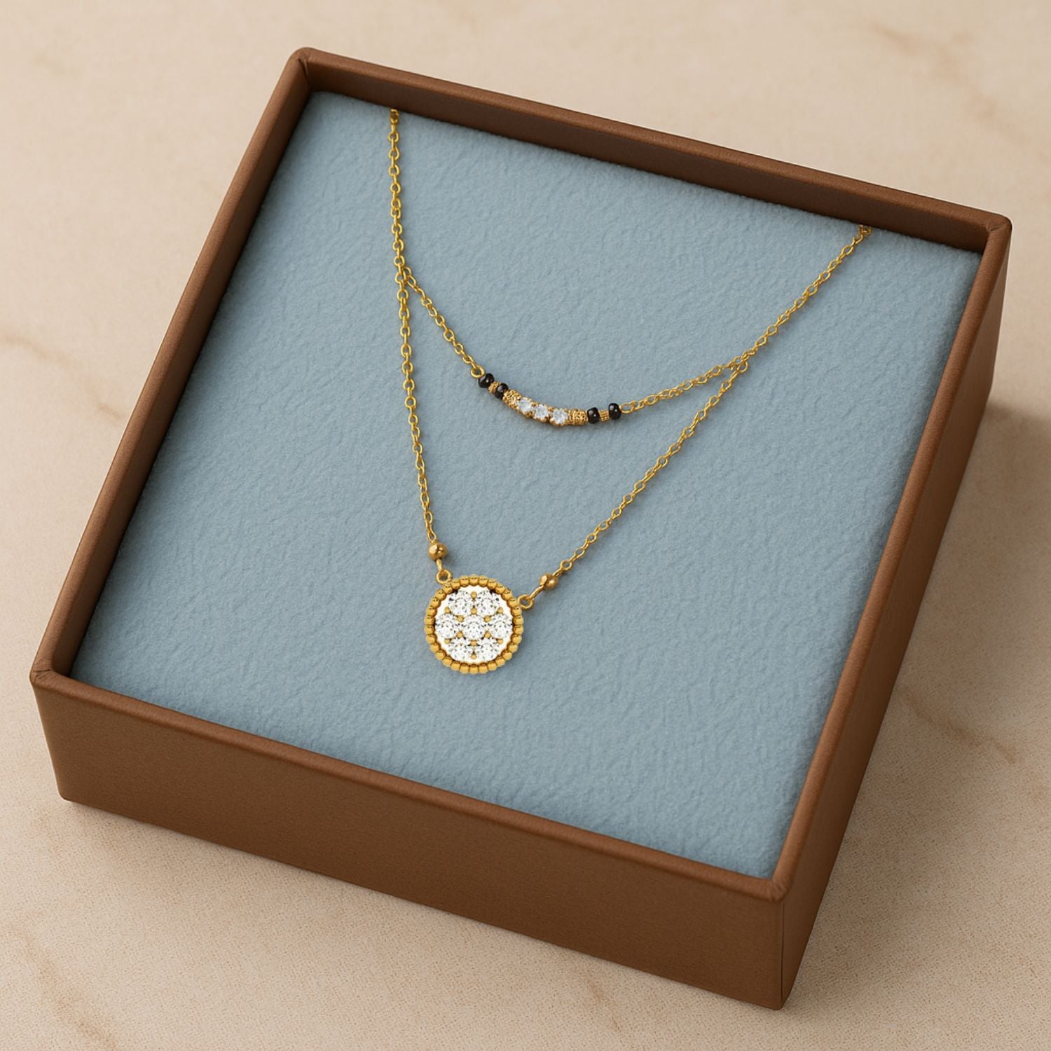 Dual-Layer Mangalsutra – Sterling Silver Gold Plated