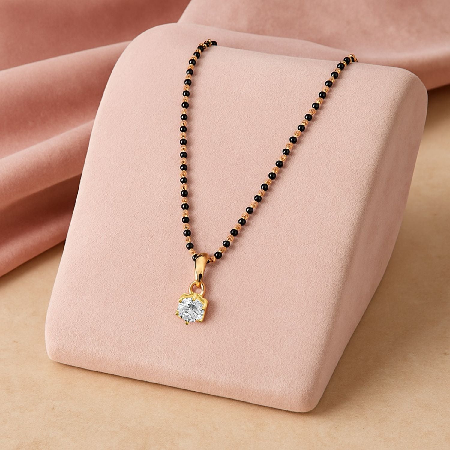 Solitaire Mangalsutra – Sterling Silver Gold Plated