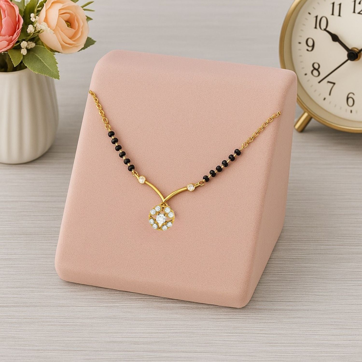 Floral Mangalsutra – Sterling Silver Gold Plated