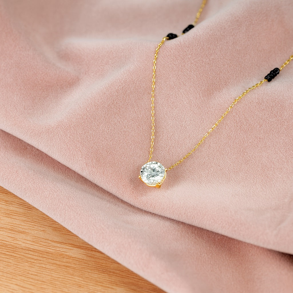 Solitaire Mangalsutra – Sterling Silver Gold Plated