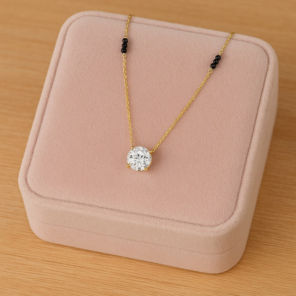 Solitaire Mangalsutra – Sterling Silver Gold Plated