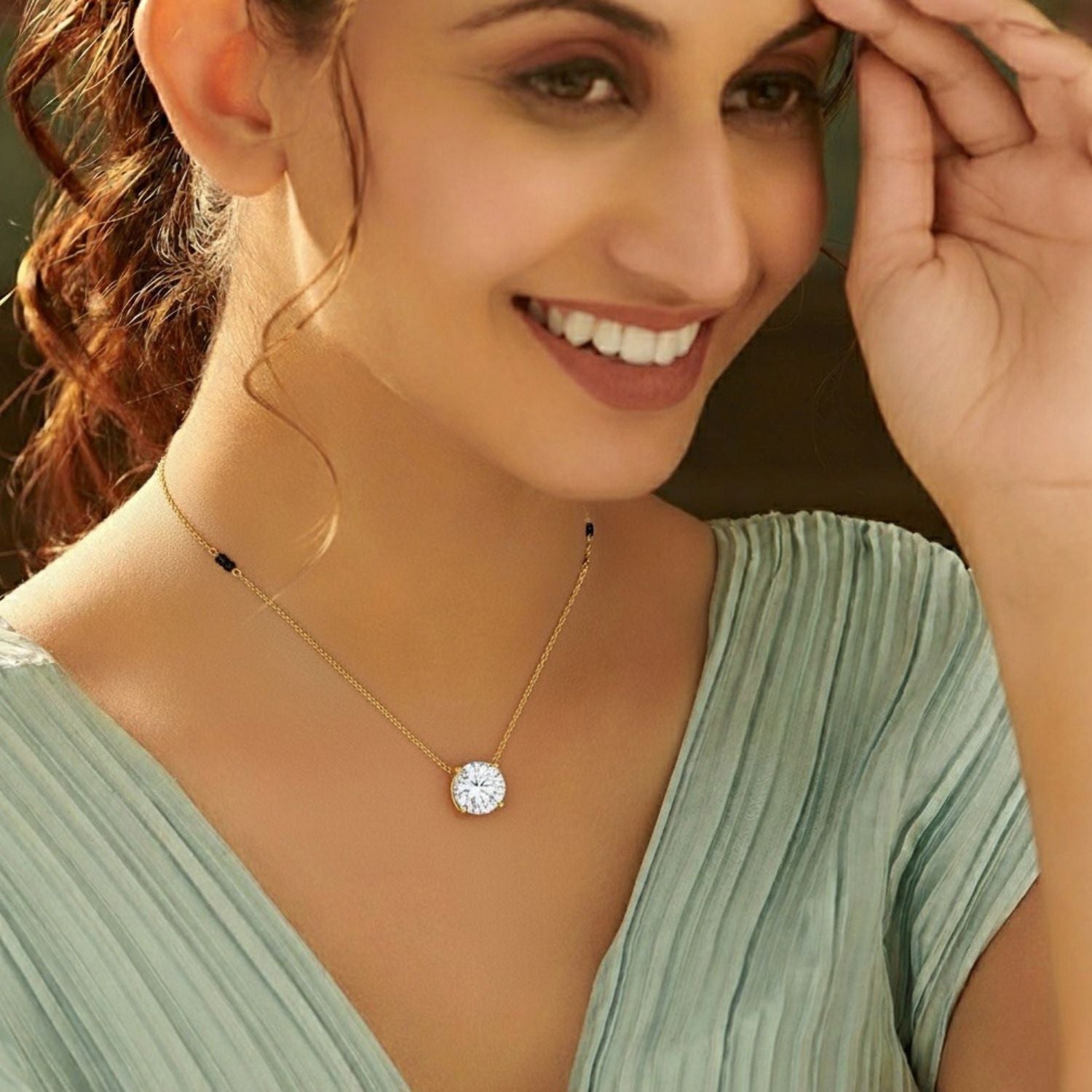 Solitaire Mangalsutra – Sterling Silver Gold Plated