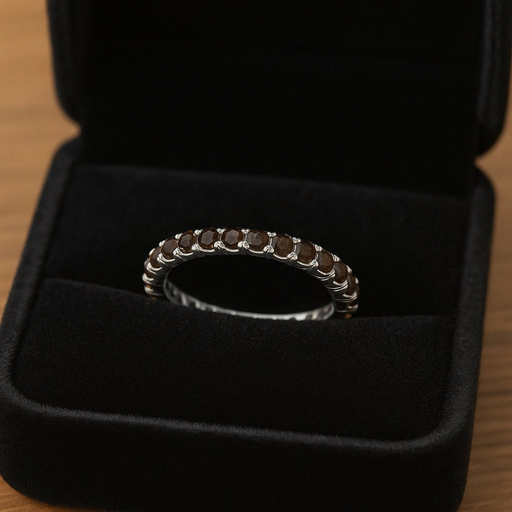 Garnet Full Eternity Ring – Sterling Silver