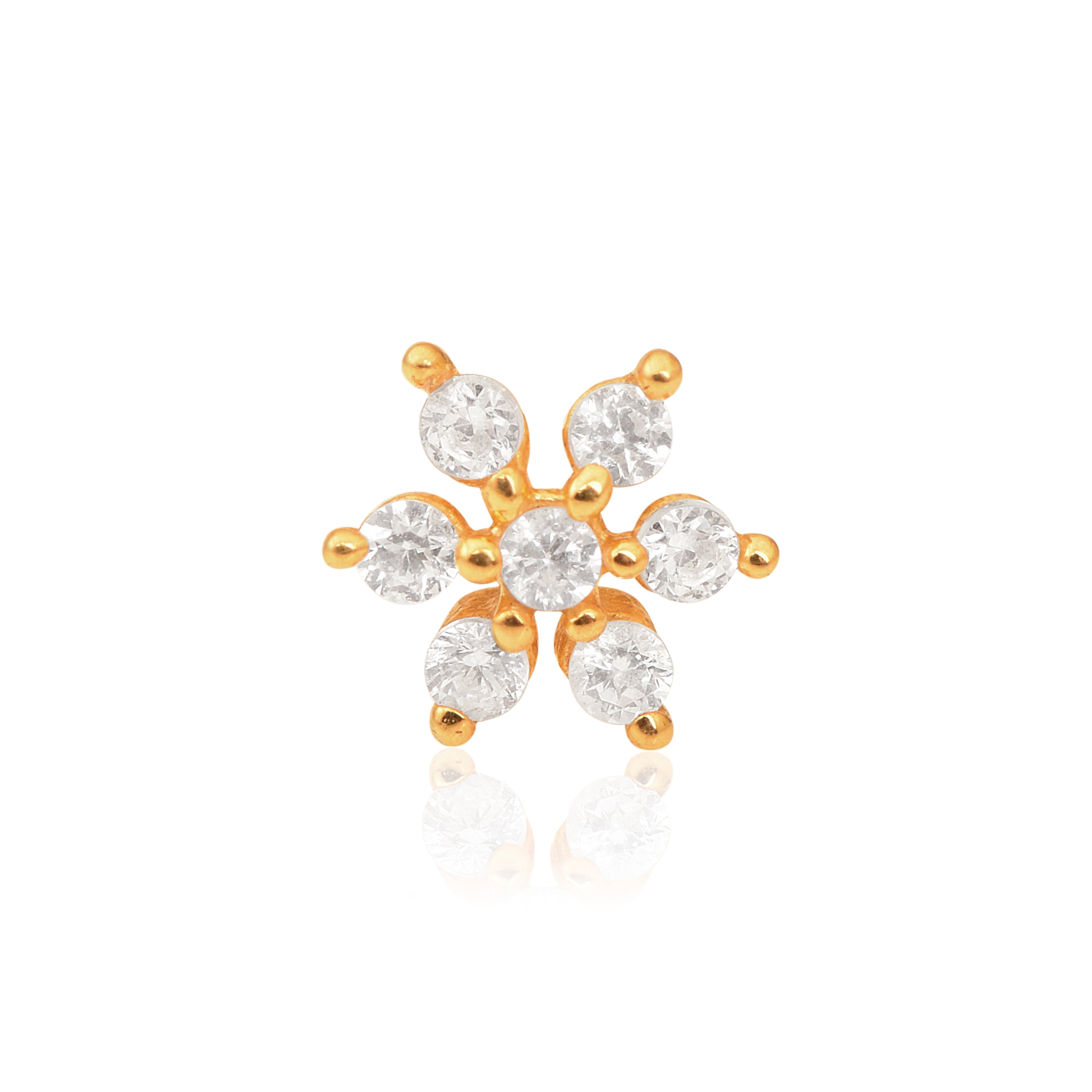 Perno da naso con pietra trasparente a grappolo floreale - Argento Sterling