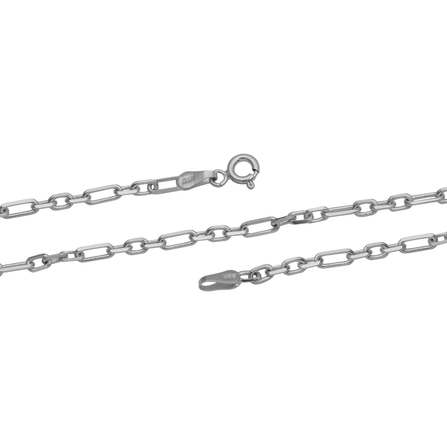 Elongated Link Chain Necklace - Sterling Silver