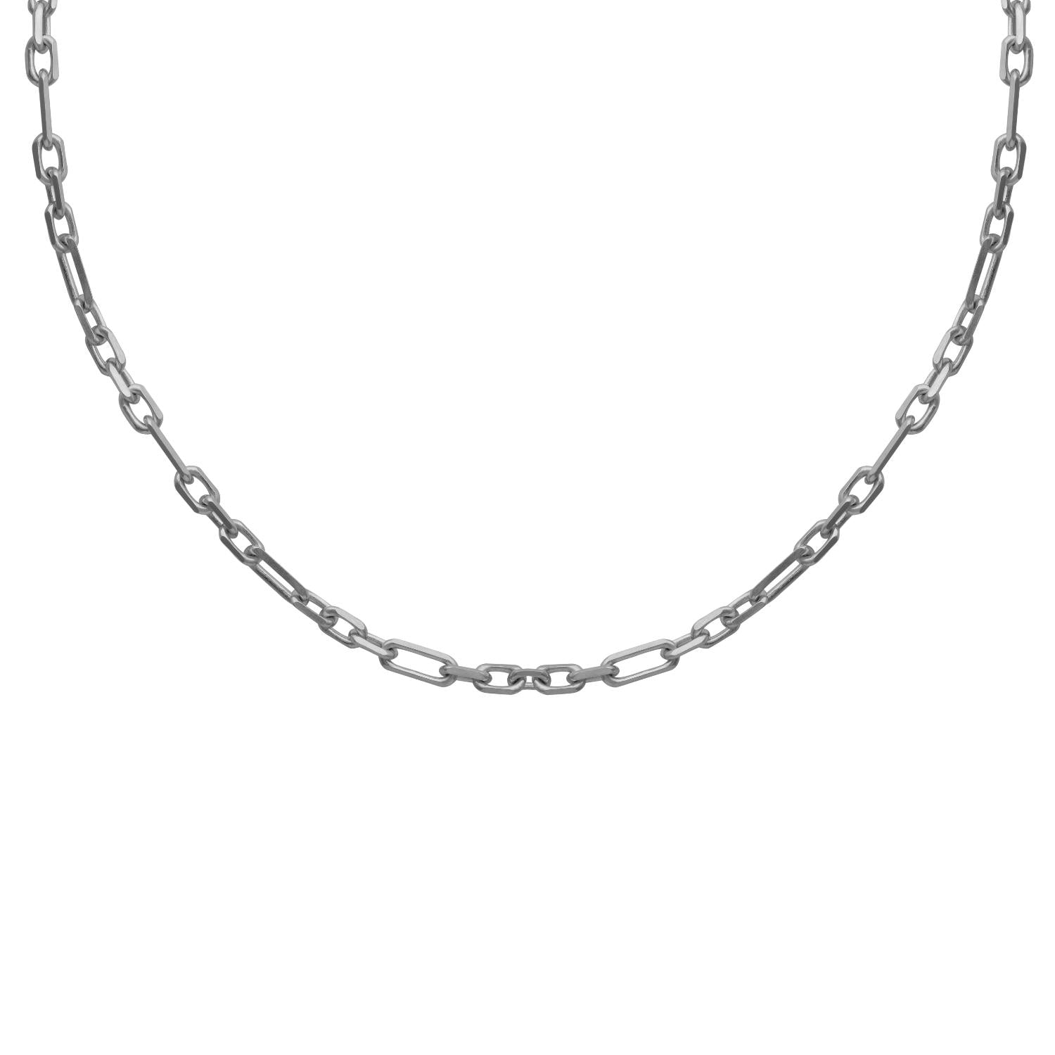 Elongated Link Chain Necklace - Sterling Silver