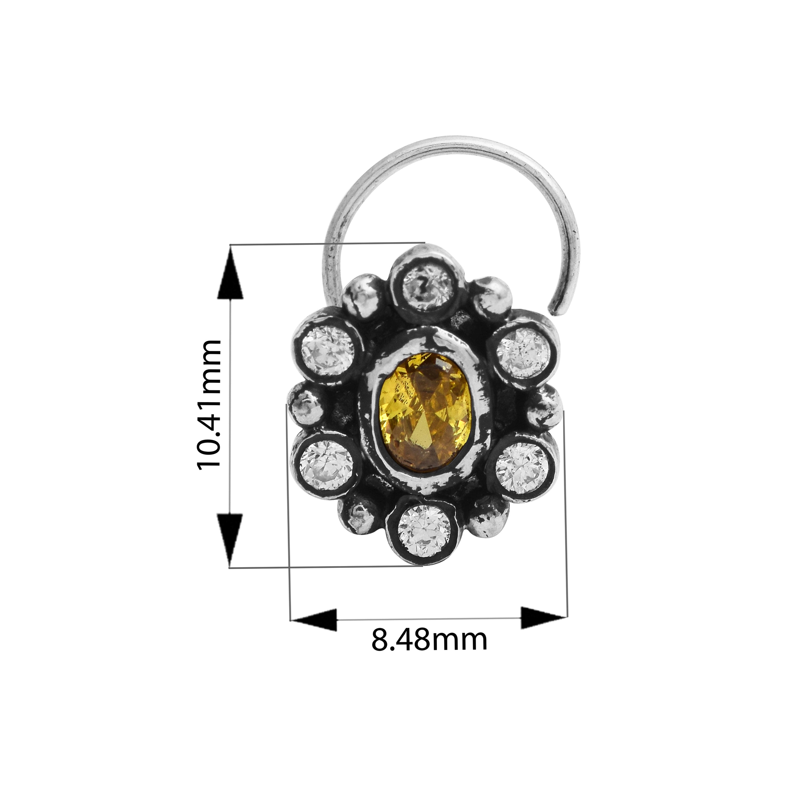 Yellow Gemstone Nose Pin – Sterling Silver