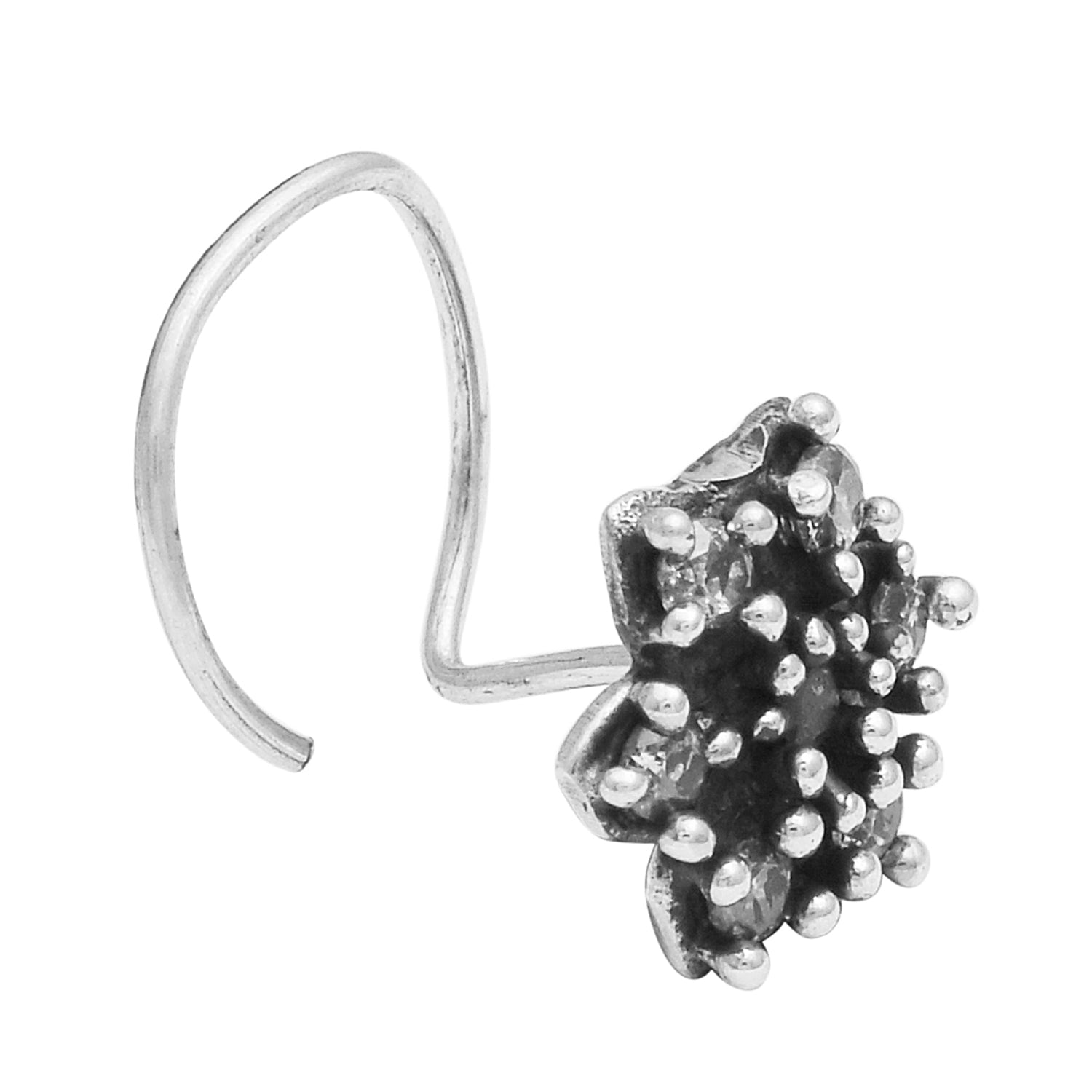 Star Cluster Oxidized Nose Pin - Sterling Silver