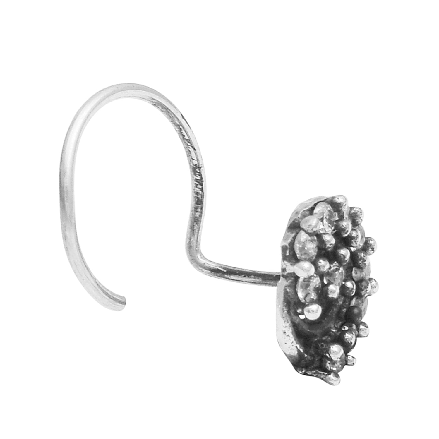 Oxidized Circular Nose Pin - Sterling Silver