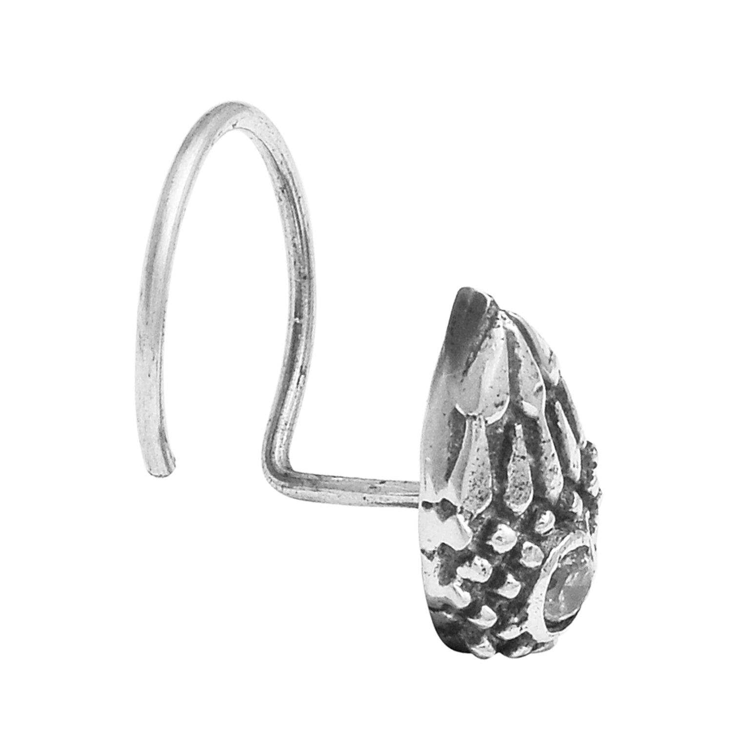 Oxidized Paisley Nose Pin - Sterling Silver
