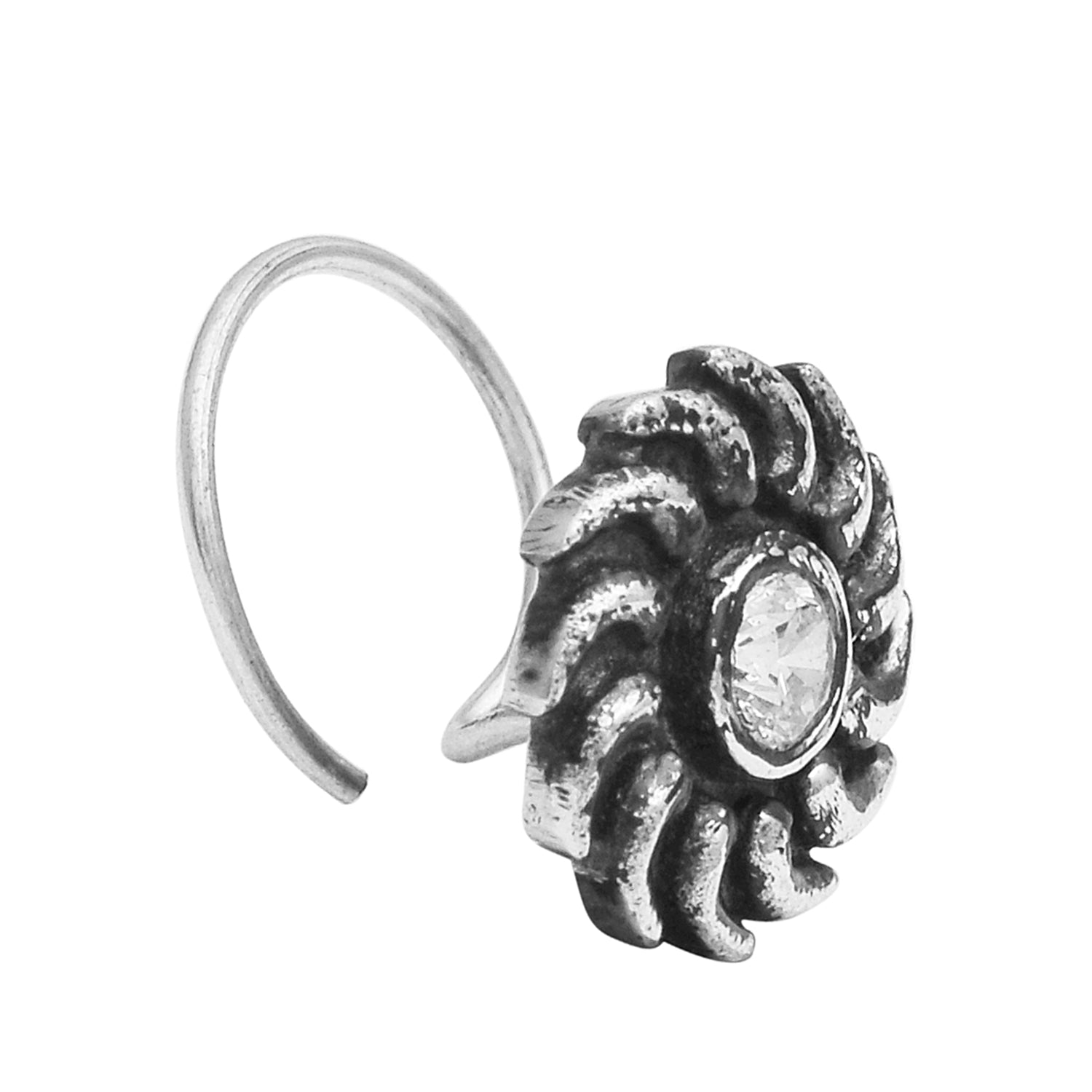Oxidized Swirl Nose Pin - Sterling Silver