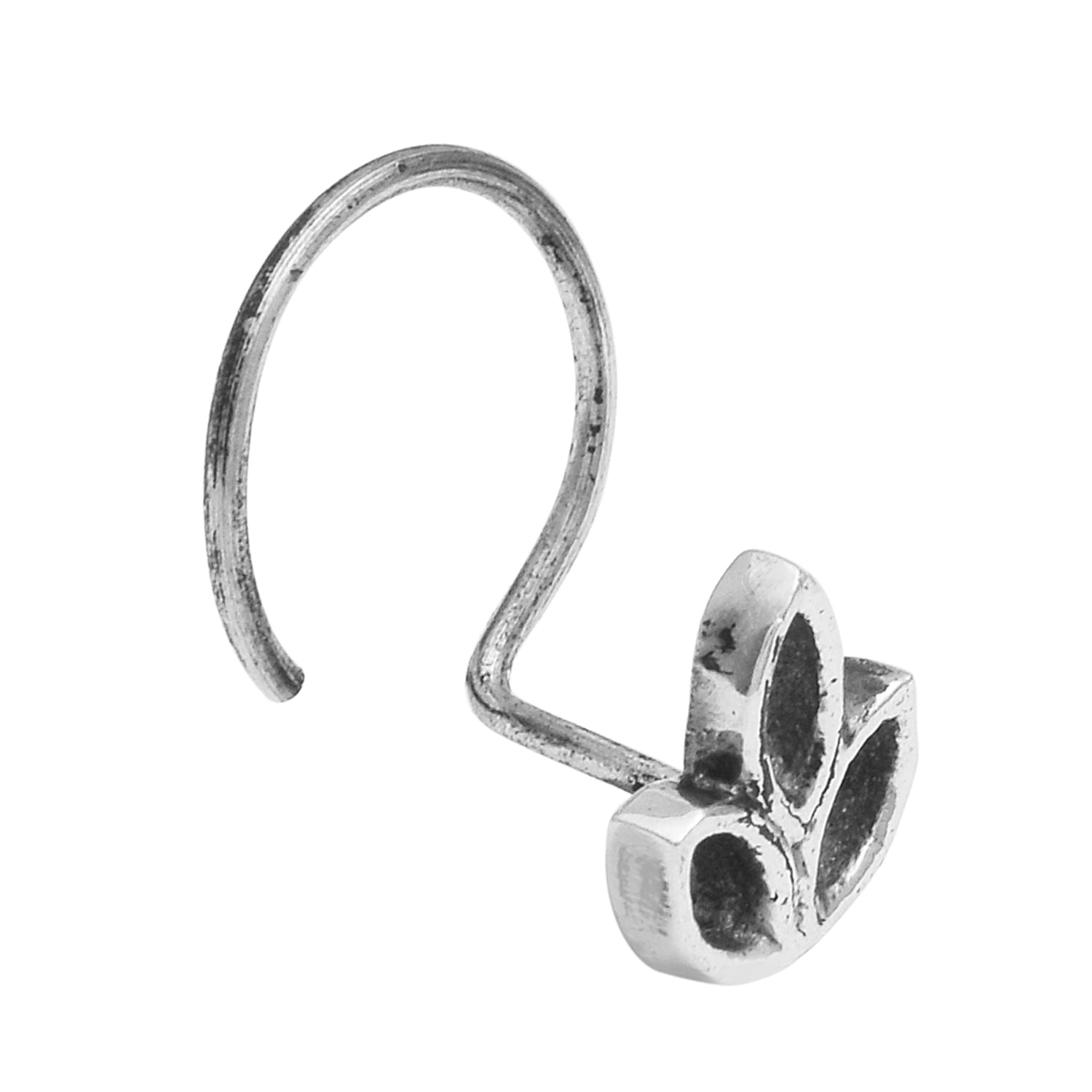 Oxidized Lotus-Inspired Nose Pin - Sterling Silver