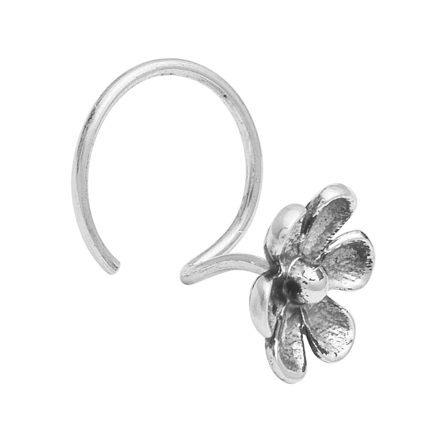 Floral Nose Pin Bloom Design - Sterling Silver