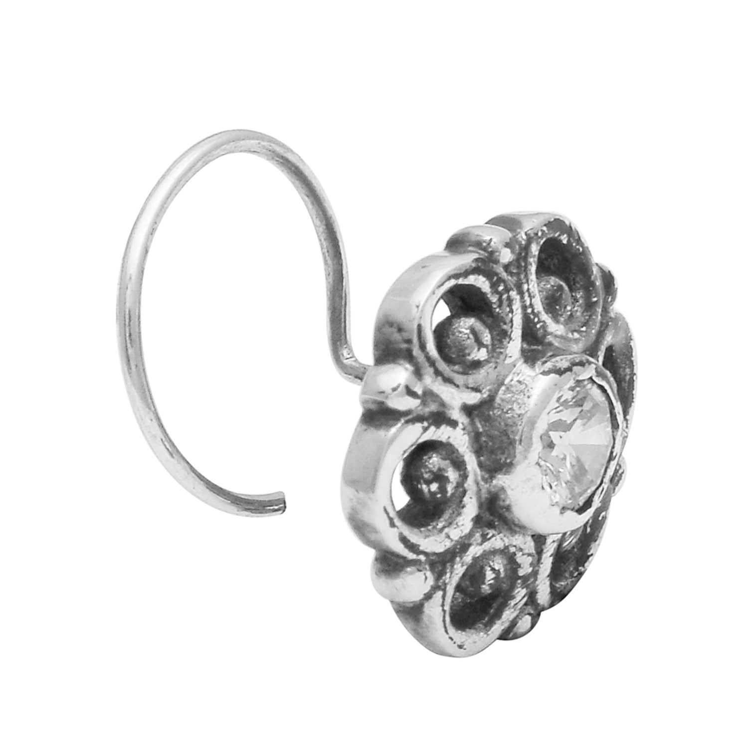 Swirl Design Nose Pin - Sterling Silver