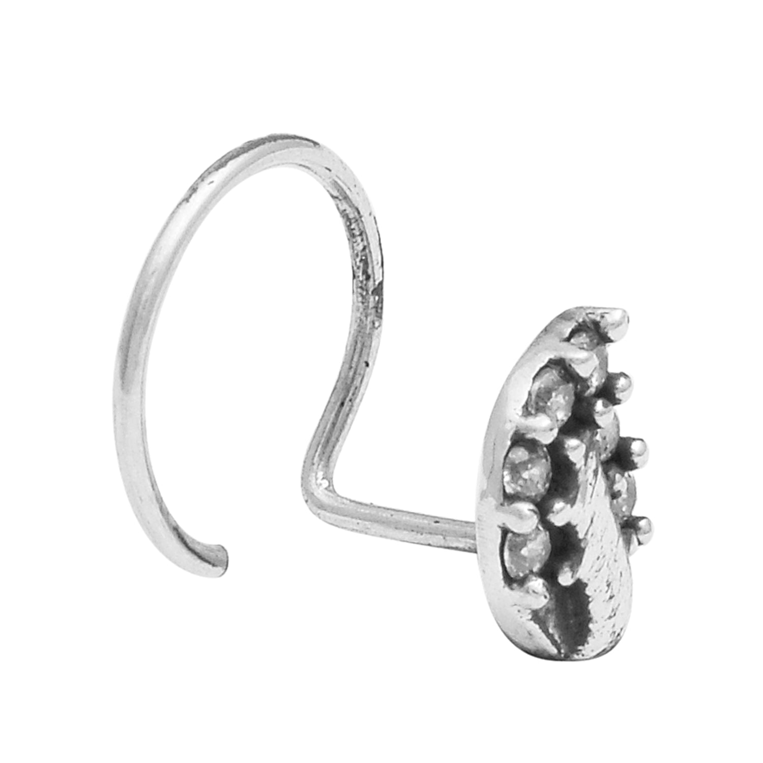 Leaf Design Nose Pin - Sterling Silver