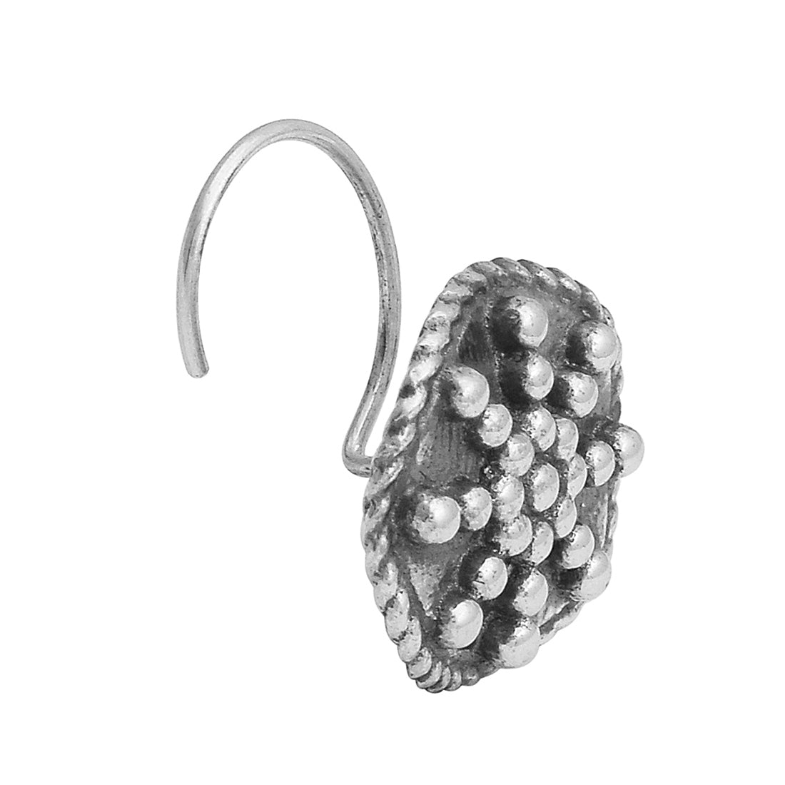 Oxidized Round Dotted Swirl Nose Pin - Sterling Silver