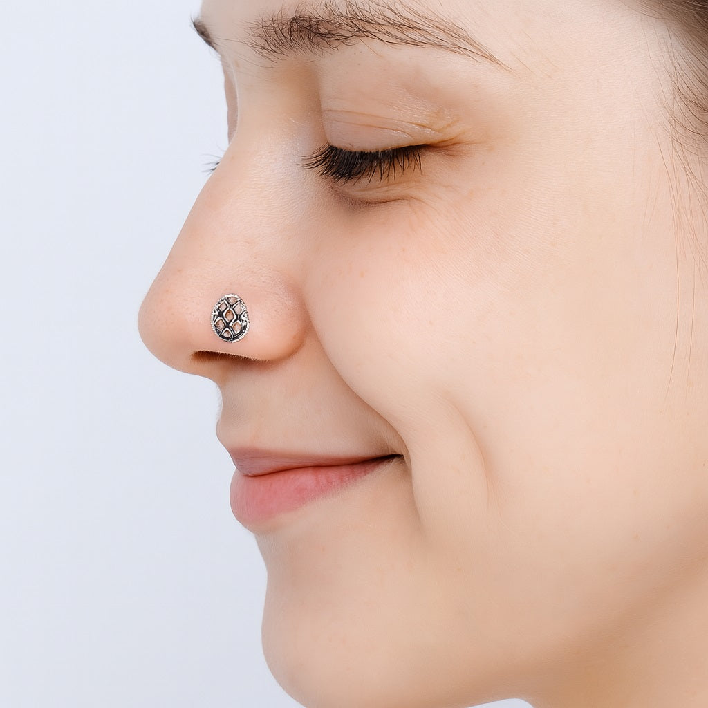 Cutwork Nose Pin - Sterling Silver