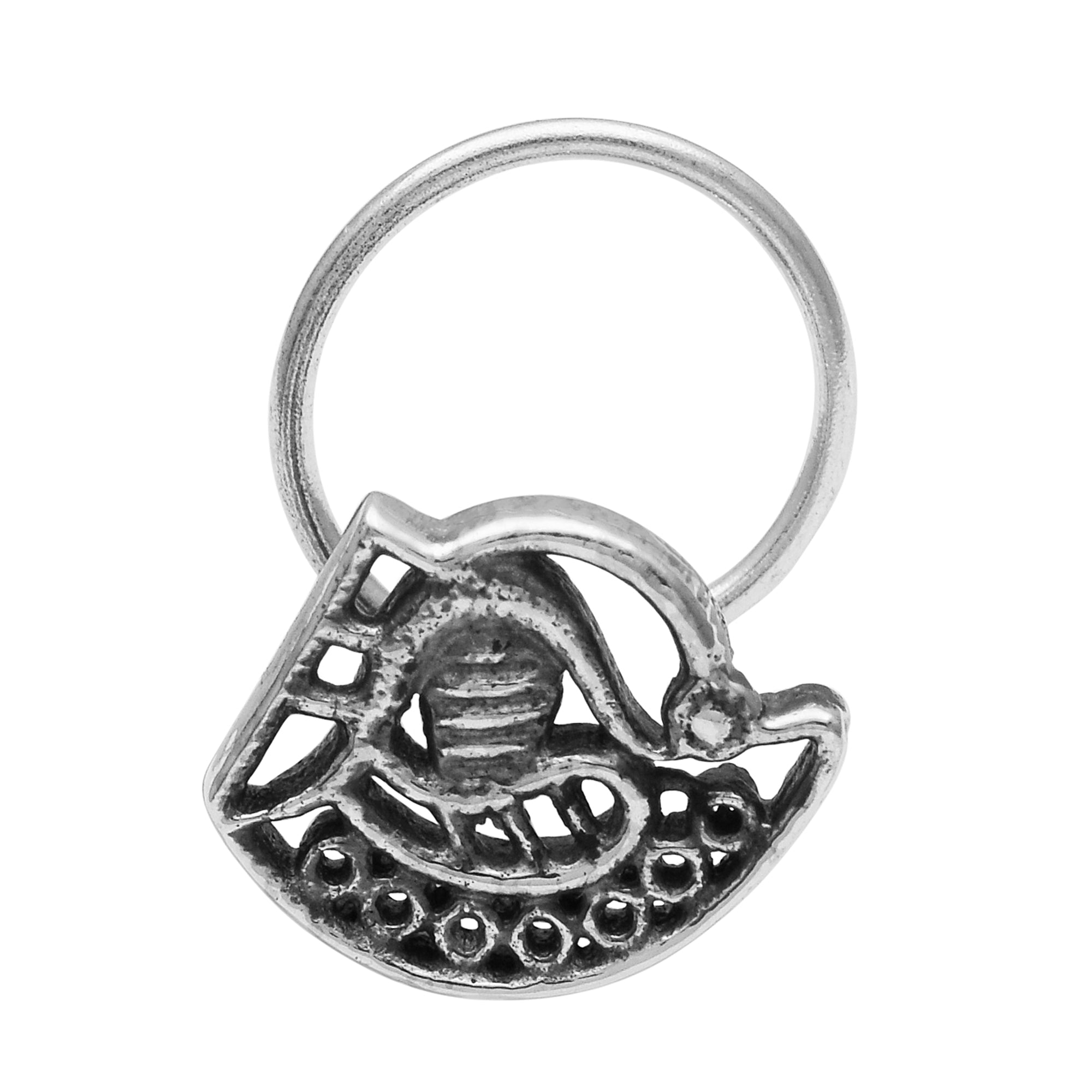 Oxidized Tribal Design Nose Pin - Sterling Silver