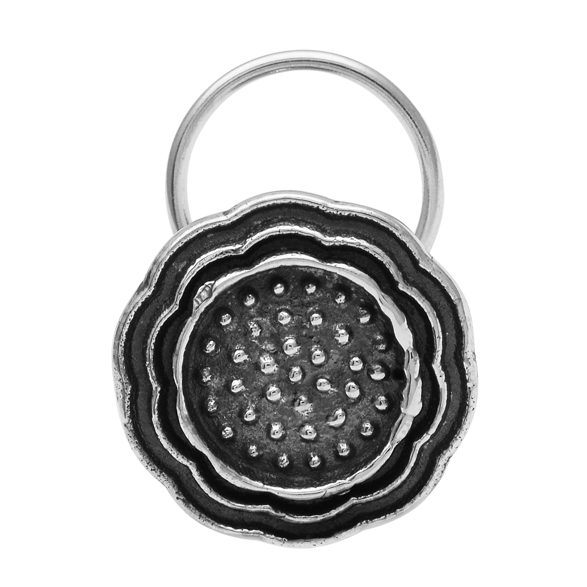 Floral Disc Tribal Design Nose Pin - Sterling Silver