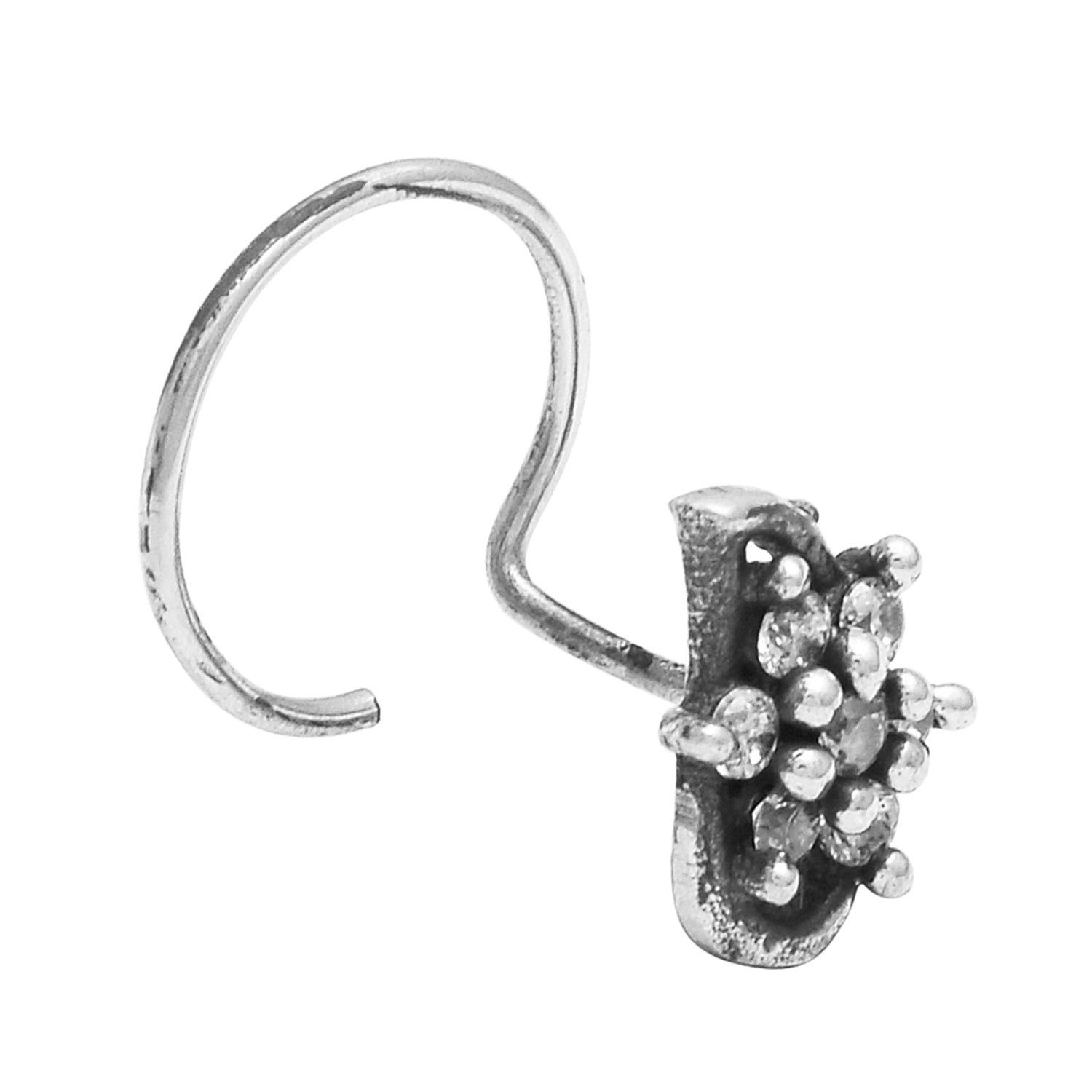 Spilla da naso vintage in argento ossidato per donna, gioiello indiano fatto a mano