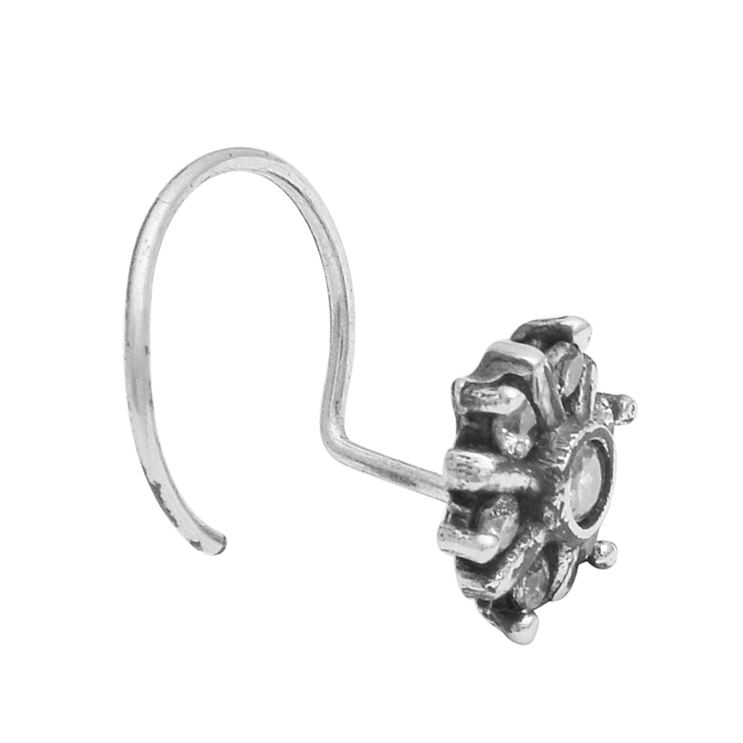 Piercing al naso in argento sterling 925 ossidato, gioiello tradizionale per le donne