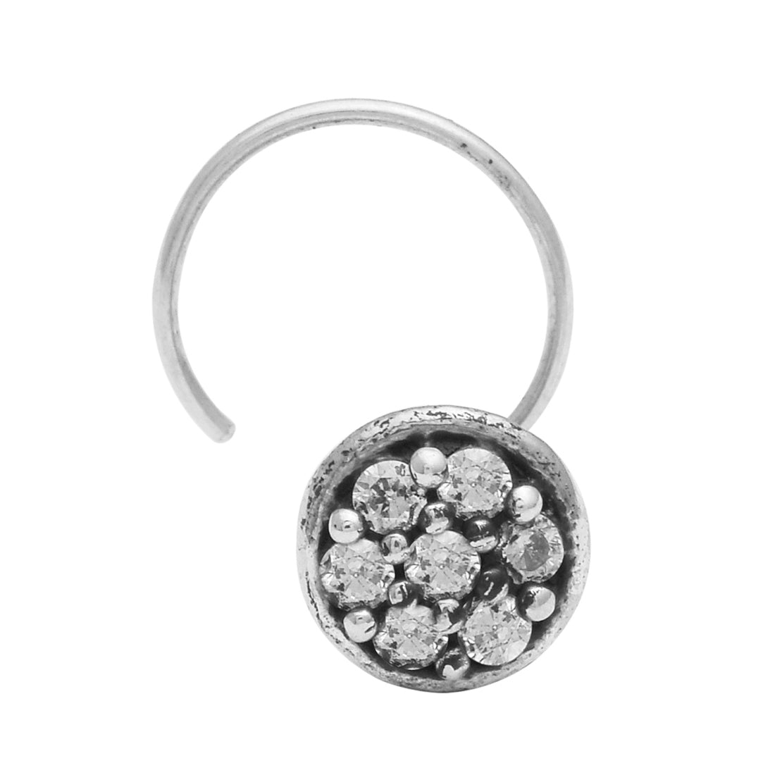 Cluster Round Diamond Nose Pin - Sterling Silver
