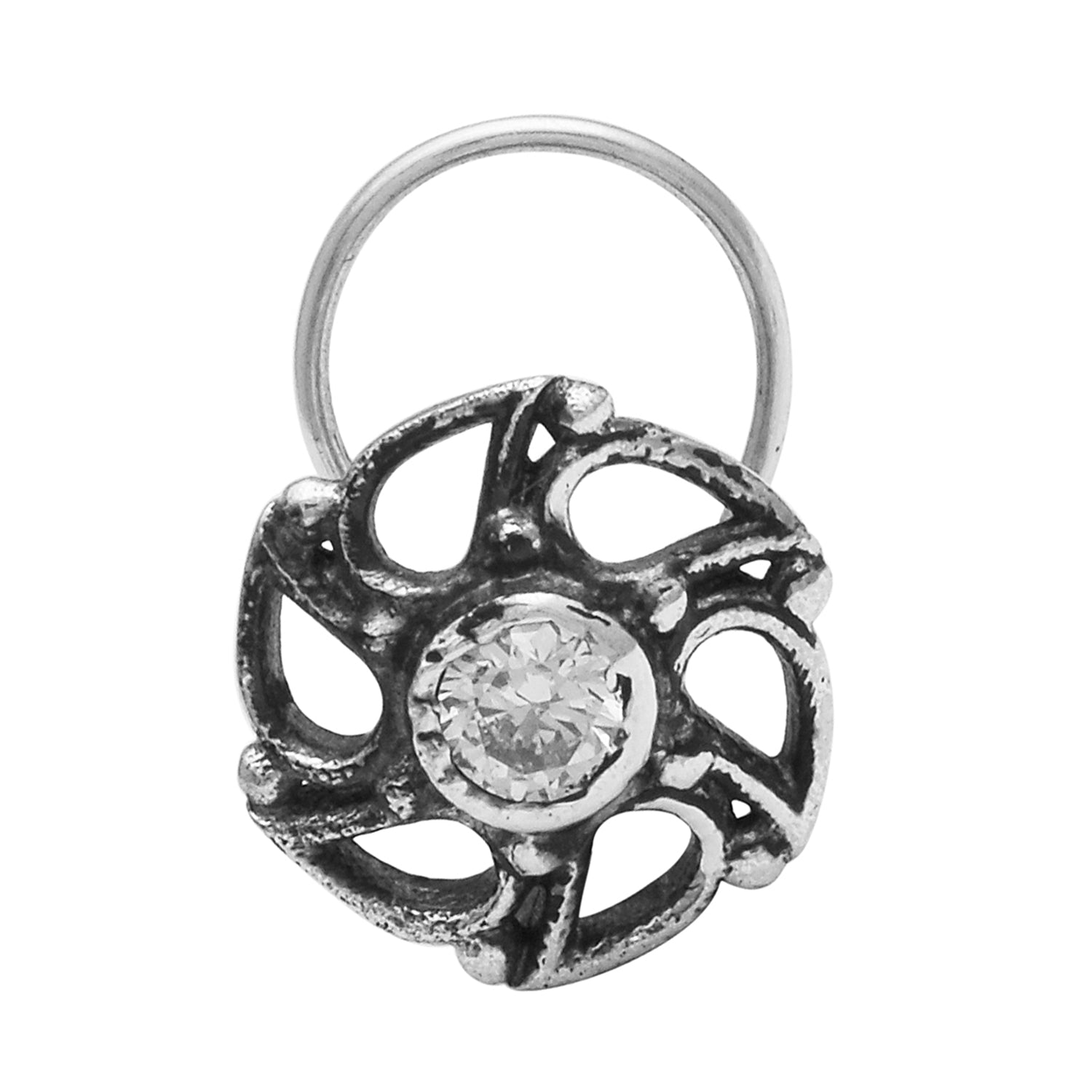 Floral Nose Pin - Sterling Silver