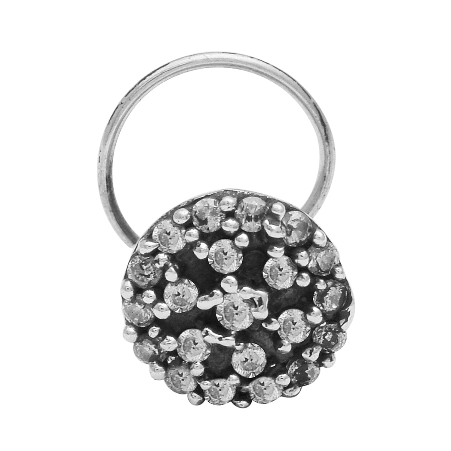 Oxidized Floral Cluster Nose Pin - Sterling Silver