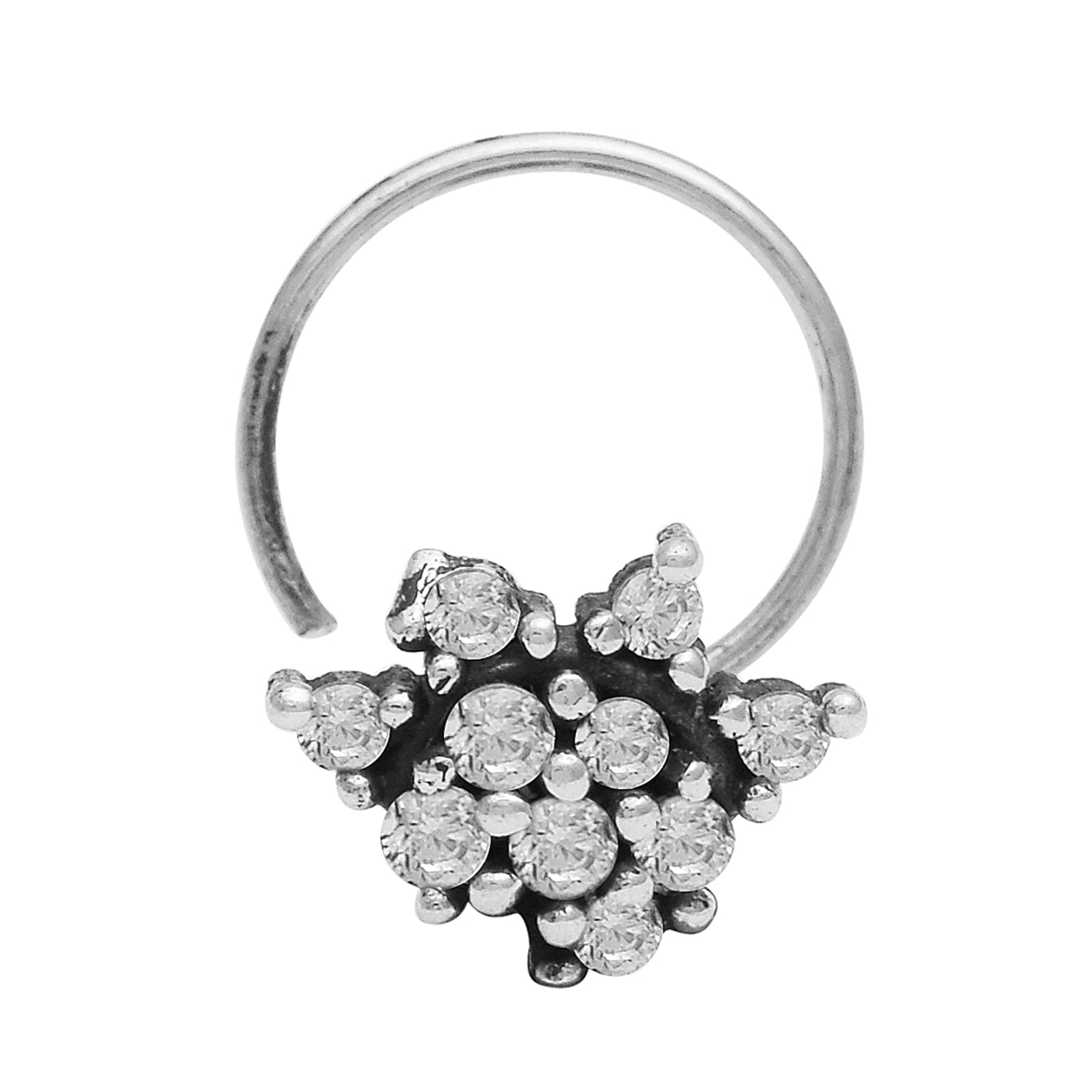 Floral Cluster Nose Pin - Sterling Silver