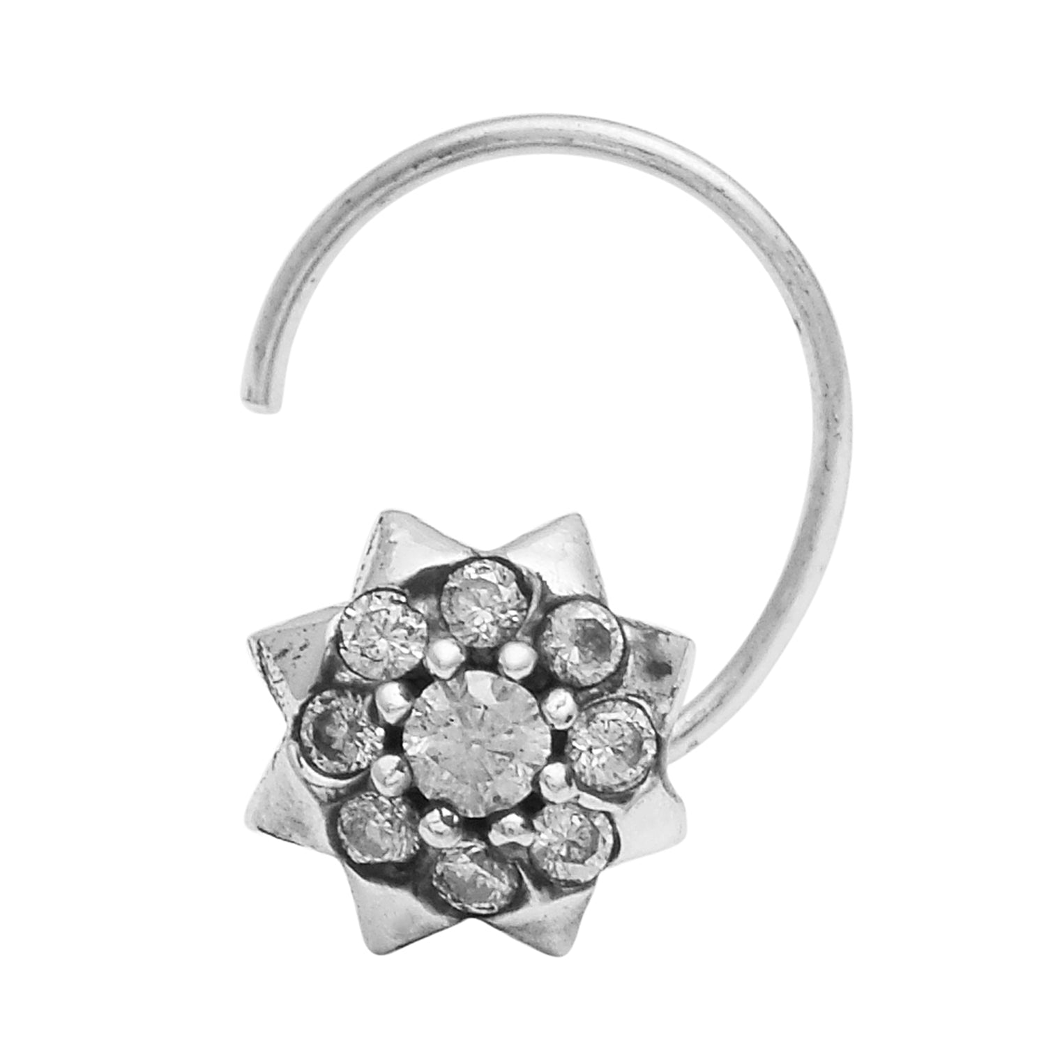 Starburst Floral Nose Pin - Sterling Silver
