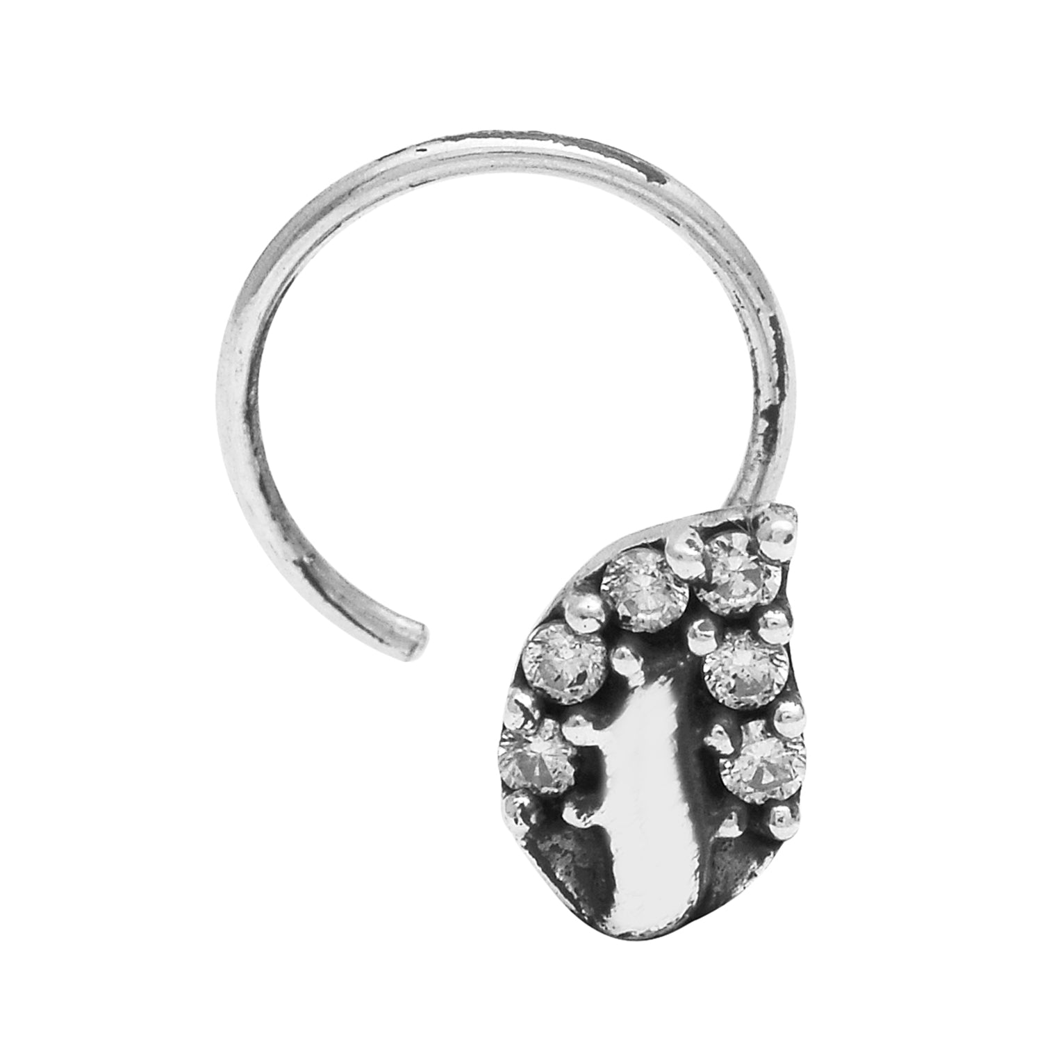Leaf Design Nose Pin - Sterling Silver