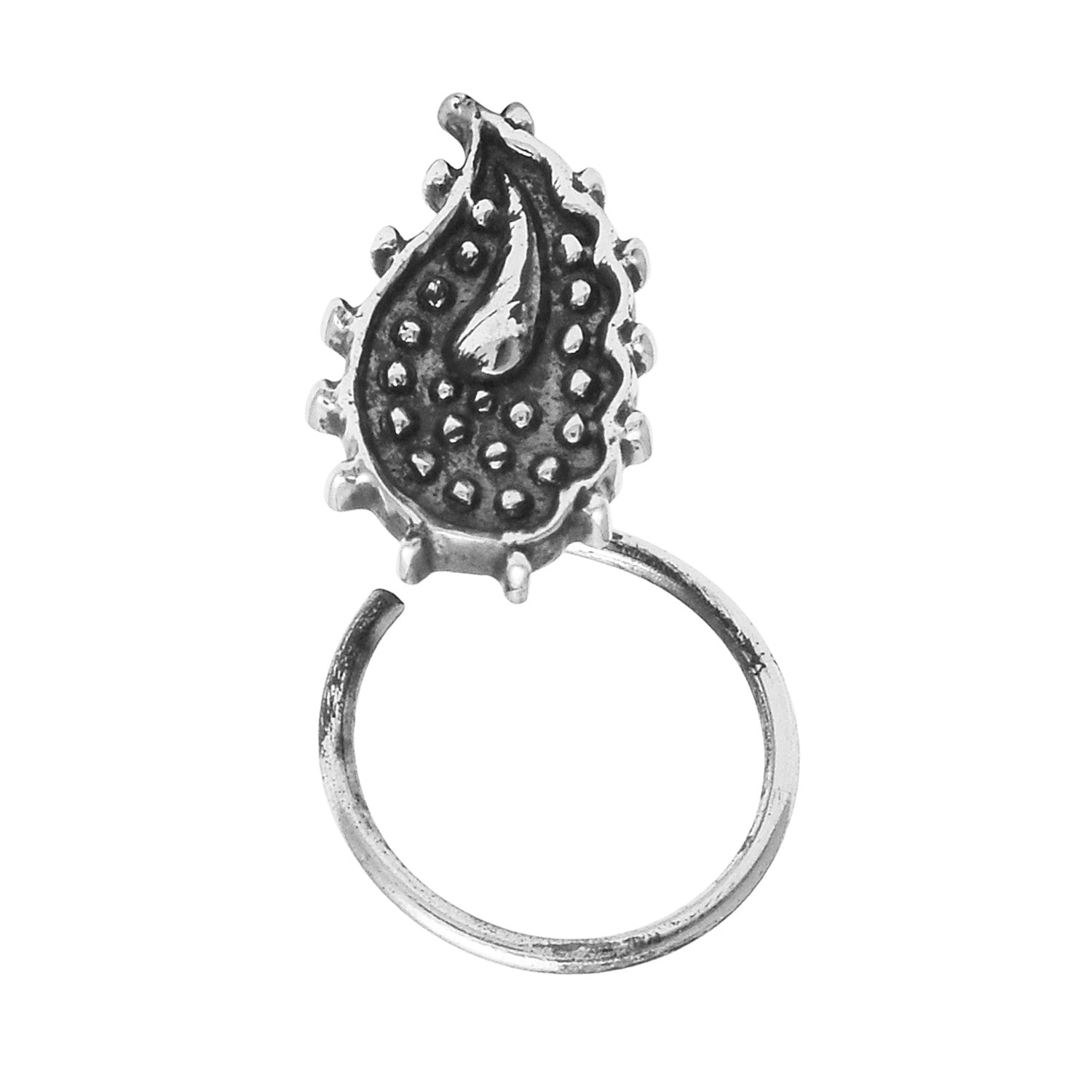 Oxidized Paisley Nose Pin - Sterling Silver