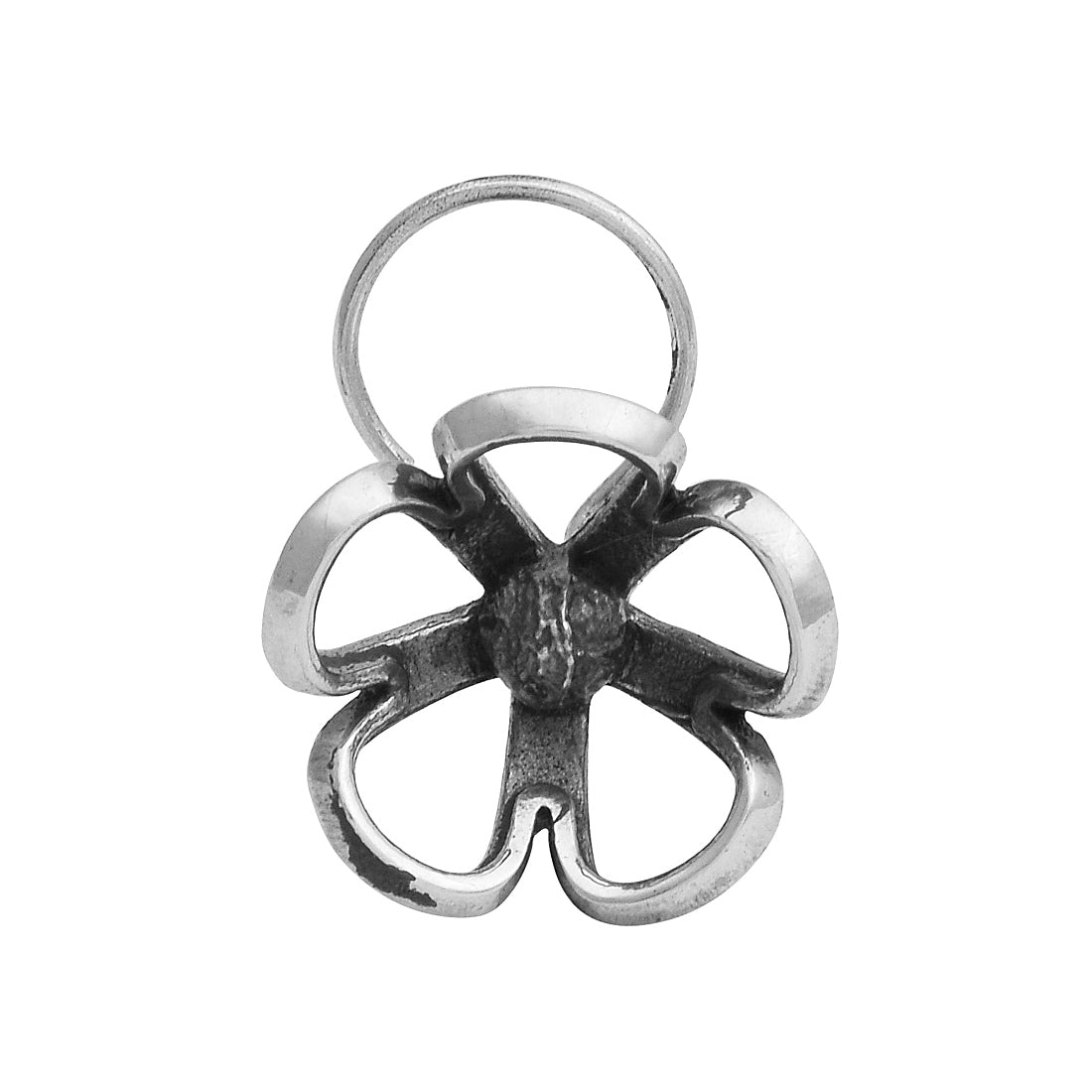 Open Petal Flower Nose Pin - Sterling Silver