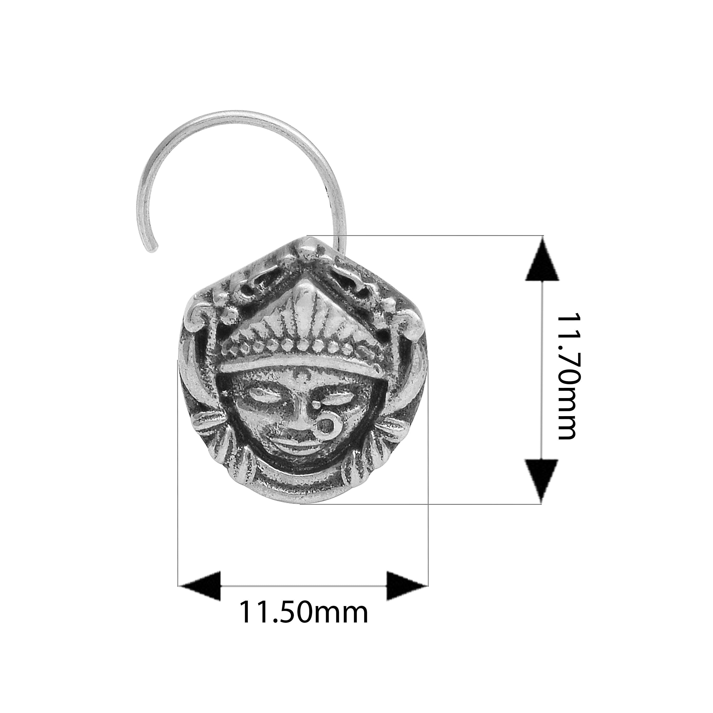 Tribal Face Nose Pin - Sterling Silver