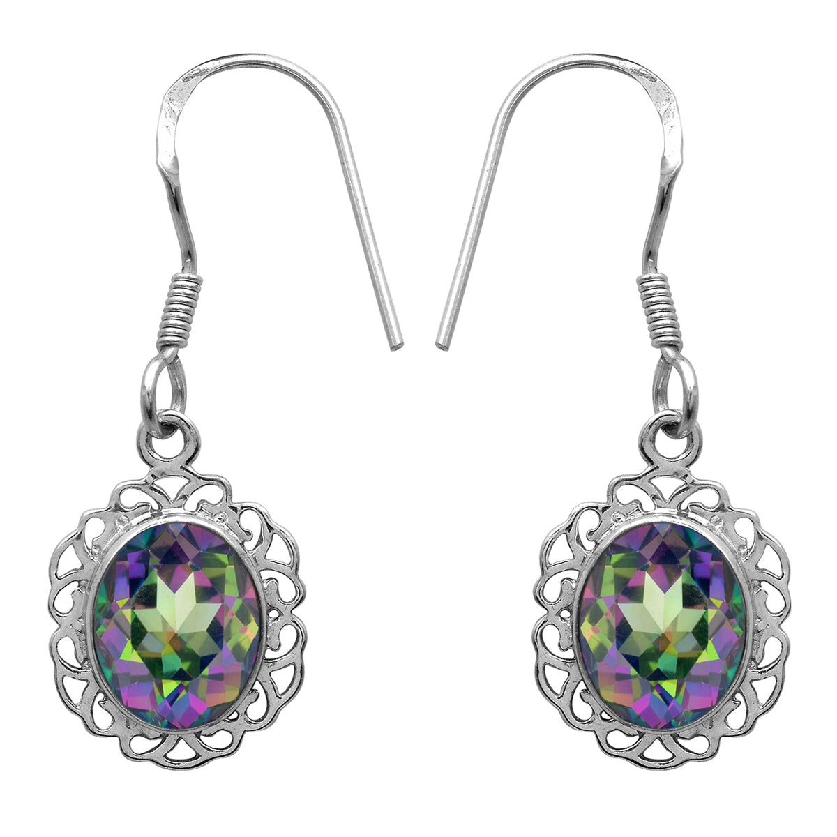 Orecchini in argento sterling 925 con pietre preziose multiple
